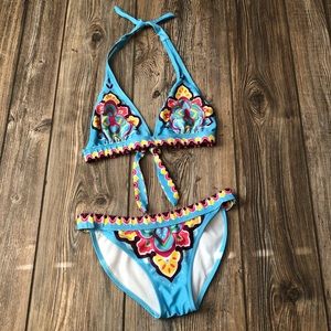 Victoria’s Secret Blue Floral Pattern Bikini Set